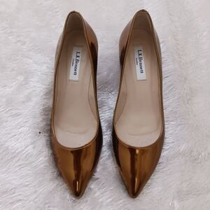 L.K Bennett copper block heel pumps size 36